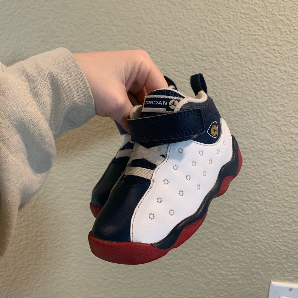 Jordan Sneakers Blue and White with Strap and Textured Upper